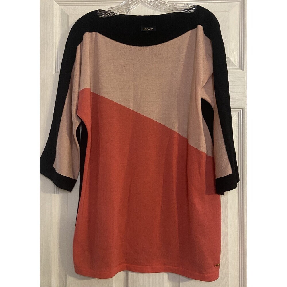 NWT Escada Pullover Knit Color lock Sweater 100% Virgin Wool Size Large
